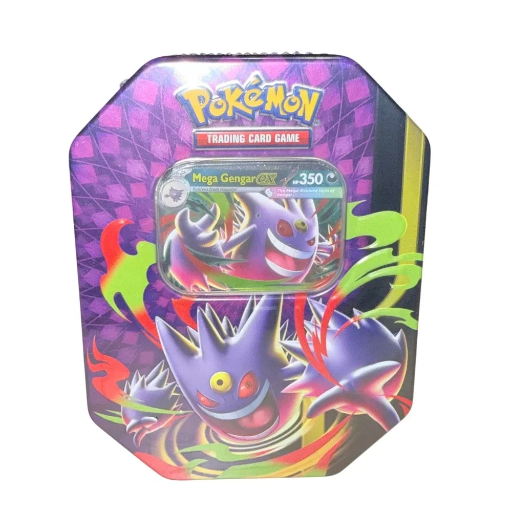 Pokemon TCG Mega Moonlit Tin Mega Gengar ex Foil Promo 4 Booster Packs Sealed